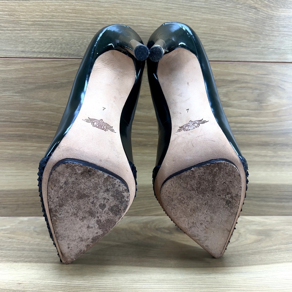 Rachel Roy Womens Size 7 Deep Green Leather Pointed Heels Pumps - Picture 3 of 5